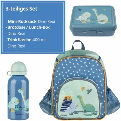 3er Set Rucksack, Brotdose & Trinkflasche - Dino Rexi