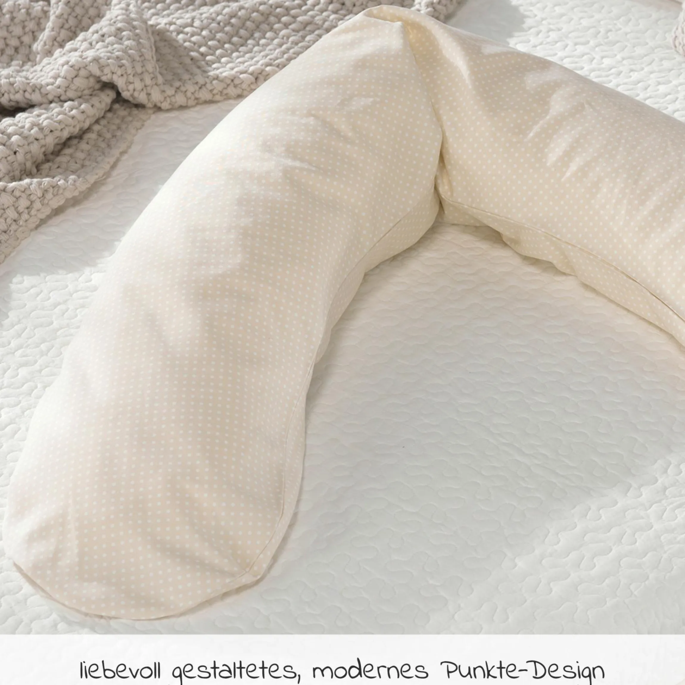 Ersatzbezug für Stillkissen Das Original 190 cm - Punkte - Beige