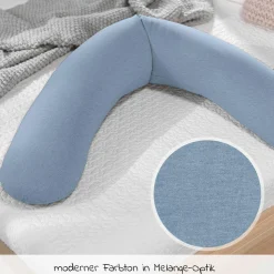 Ersatzbezug für Stillkissen Das Original - Bamboo 190 cm - Melange Blau-Grau
