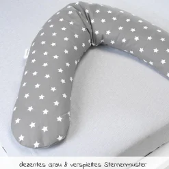Ersatzbezug für Stillkissen Das Komfort 180 cm - Big Stars - Grau