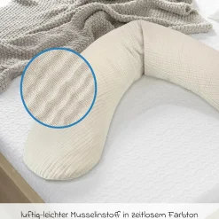 Ersatzbezug für Stillkissen Das Original - Musselin 190 cm - Sandbeige