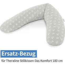 Ersatzbezug für Stillkissen Das Komfort 180 cm - Herzen - Grau