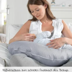 Ersatzbezug für Stillkissen Das Yinnie 135 cm - Punkte - Grau