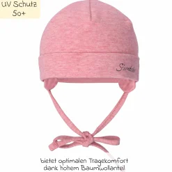 Erstlingsmütze Beanie zum Binden - Rosa meliert - Gr. 43