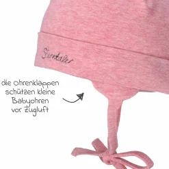 Erstlingsmütze Beanie zum Binden - Rosa meliert - Gr. 43