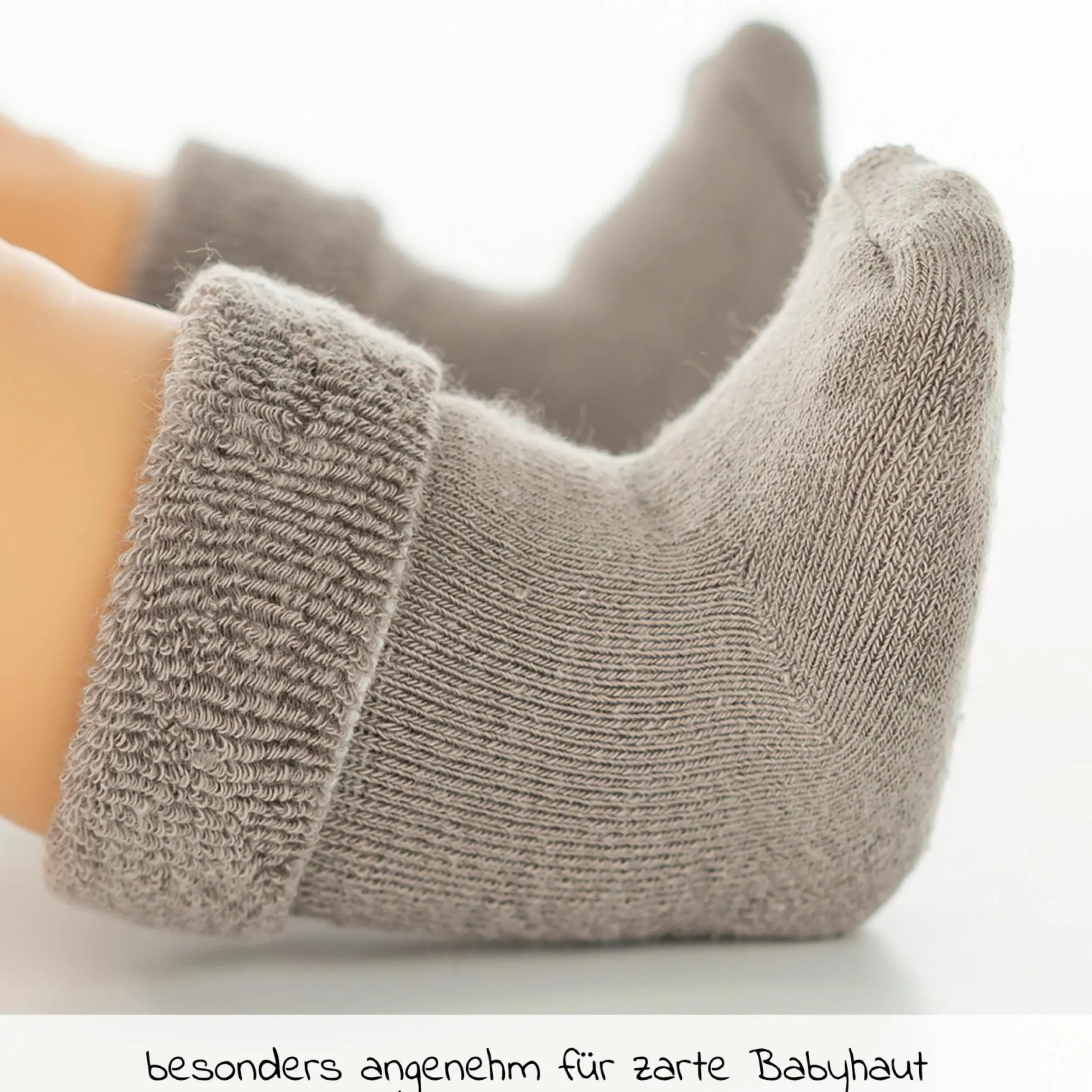 Erstlingssocken 6er Pack Baby Söckchen, 3 Paar mit Umschlag, 3 Paar ohne Umschlag - Gr. 0 - 3 Monate - Natur
