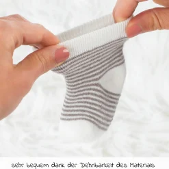 Erstlingssocken 6er Pack Baby Söckchen, 3 Paar mit Umschlag, 3 Paar ohne Umschlag - Gr. 0 - 3 Monate - Natur