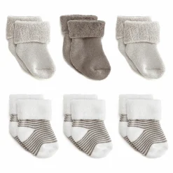 Erstlingssocken 6er Pack Baby Söckchen mit Umschlag - Gr. 0 - 3 Monate - Natur