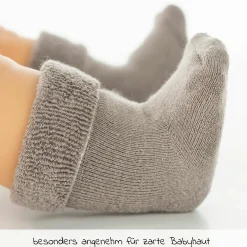 Erstlingssocken 6er Pack Baby Söckchen mit Umschlag - Gr. 0 - 3 Monate - Natur
