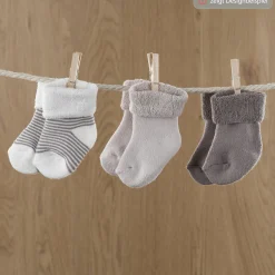 Erstlingssocken 6er Pack Baby Söckchen mit Umschlag - Gr. 0 - 3 Monate - Natur