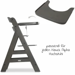 Essbrett & Tisch aus Holz für Alpha Hochstühle (Wooden Tray) - Charcoal