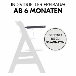Essbrett & Tisch aus Holz für Alpha Hochstühle (Wooden Tray) - Dark Grey