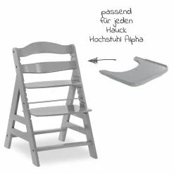 Essbrett und Tisch aus Holz für Alpha Hochstühle (Wooden Tray) - Grau