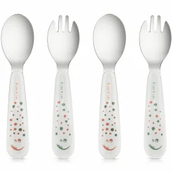 Esslern Besteck-Set 4-teilig mit ergonomsichen Griffen - Punkte - Weiß