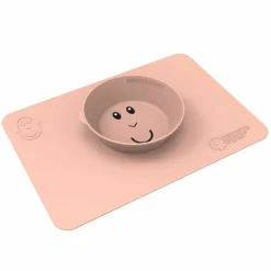 Esslern-Schüssel mit Anti-Rutsch-Matte aus Silikon - Affe - Altrosa