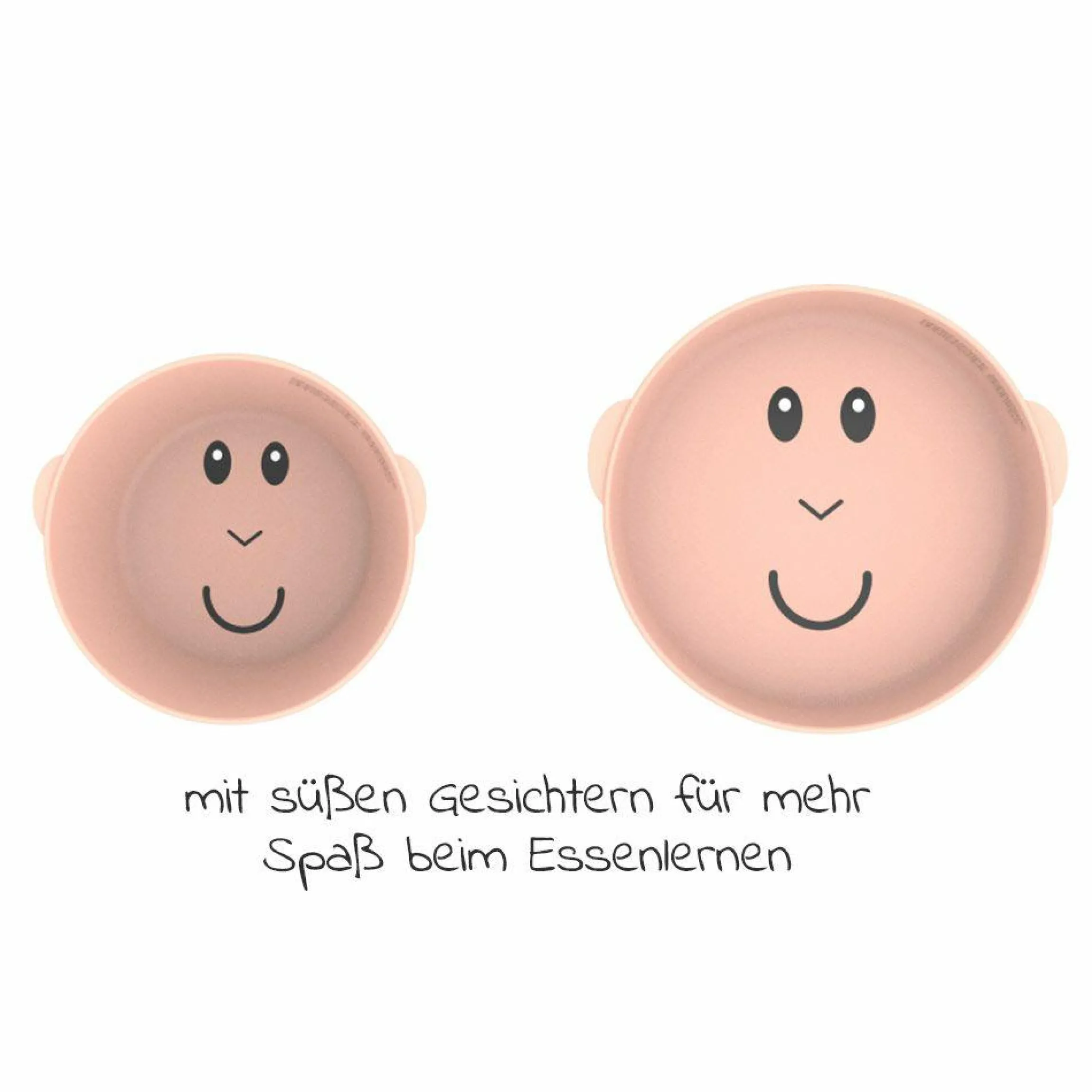 Esslern-Set Teller & Schüssel aus Silikon - Affe - Altrosa