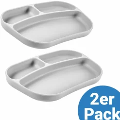 Esslern-Teller aus Silikon 2er Pack - Grau