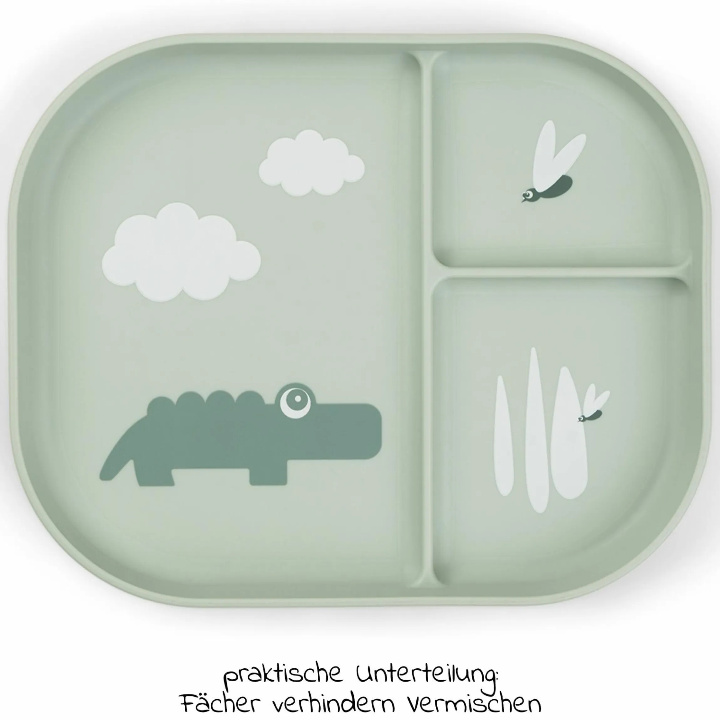 Esslern-Teller mit Unterteilung Foodie - Croco - Grün