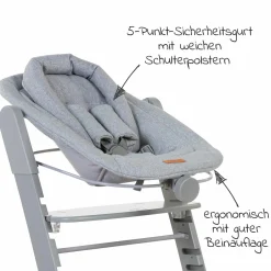 Evosit Newborn-Set - mitwachsender Hochstuhl mit abnehmbarem Essbrett + Neugeborenenaufsatz - White