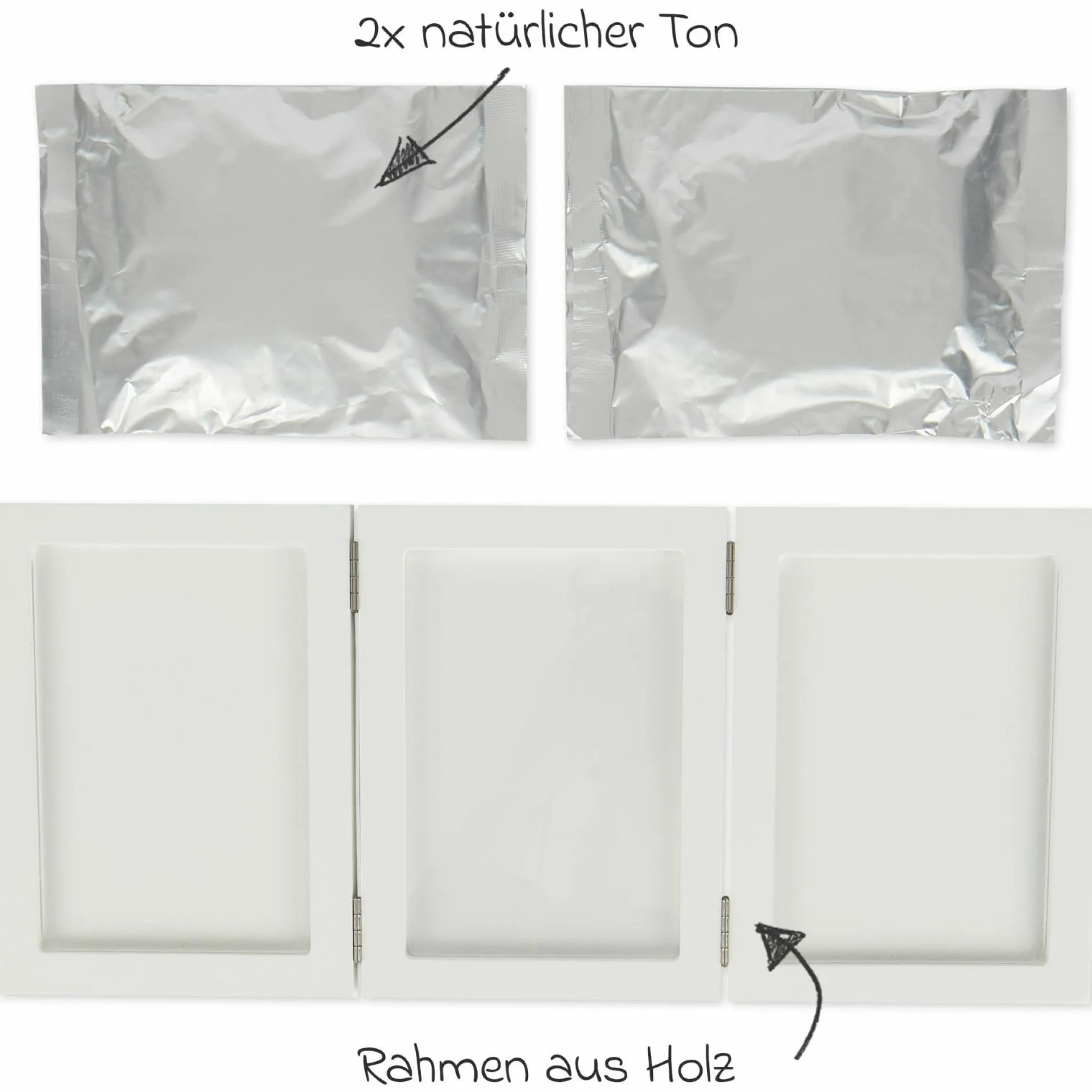 3-Fach-Rahmen für Foto und Abdrücke - Weiß