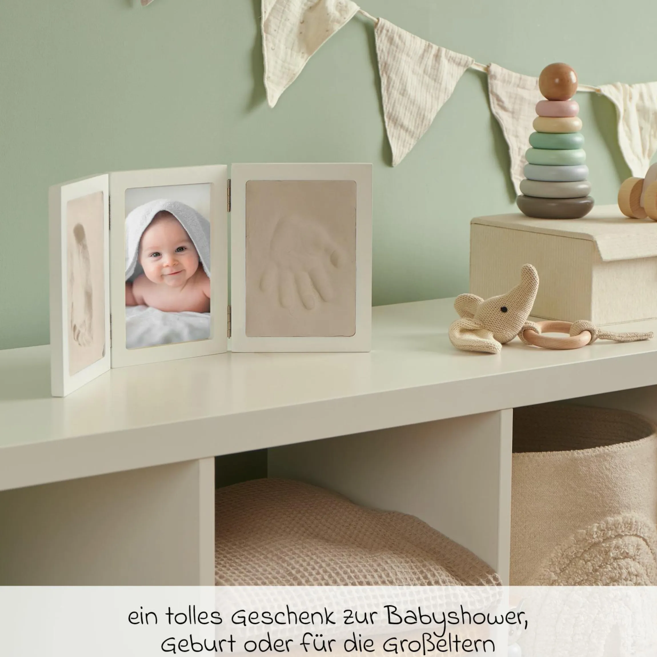 3-Fach-Rahmen für Foto und Abdrücke - Weiß