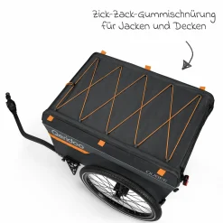 Fahrradlastenanhänger Qubee mit Kupplung Fassungsvermögen 130 Liter Volumen - Grey