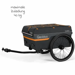 Fahrradlastenanhänger Qubee mit Kupplung Fassungsvermögen 130 Liter Volumen - Grey