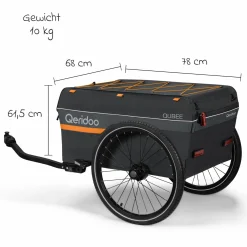 Fahrradlastenanhänger Qubee mit Kupplung Fassungsvermögen 130 Liter Volumen - Grey