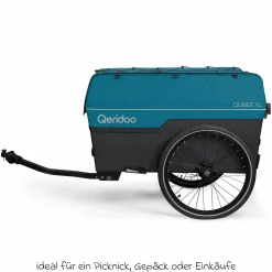 Fahrradlastenanhänger Qubee XL mit Kupplung Fassungsvermögen 220 Liter Volumen - Limited Edition - Petrol