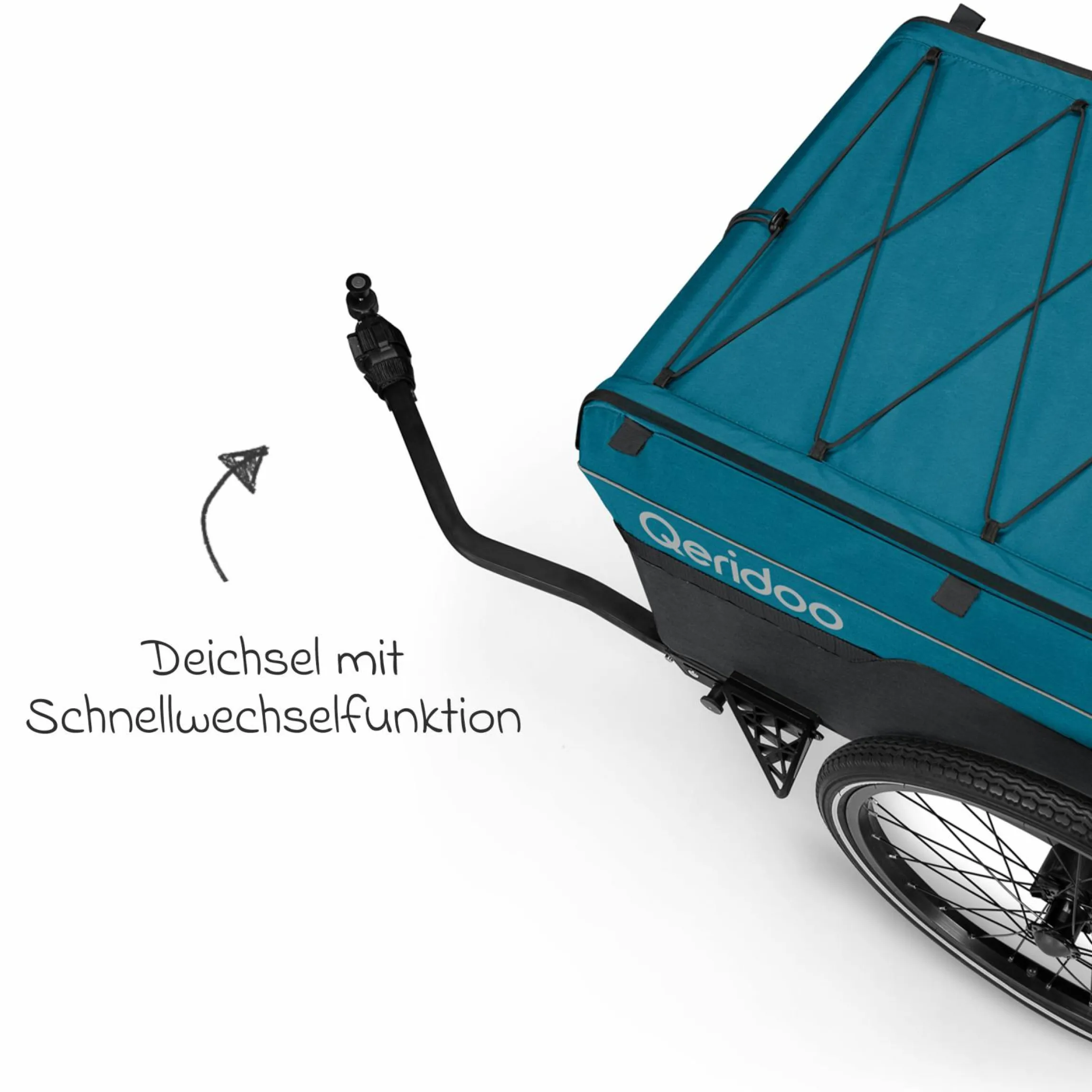 Fahrradlastenanhänger Qubee XL mit Kupplung Fassungsvermögen 220 Liter Volumen - Limited Edition - Petrol