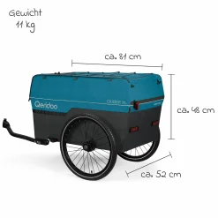 Fahrradlastenanhänger Qubee XL mit Kupplung Fassungsvermögen 220 Liter Volumen - Limited Edition - Petrol
