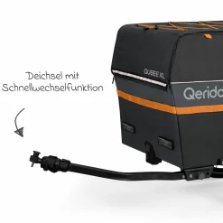 Fahrradlastenanhänger Qubee XL mit Kupplung Fassungsvermögen 220 Liter Volumen - Grey