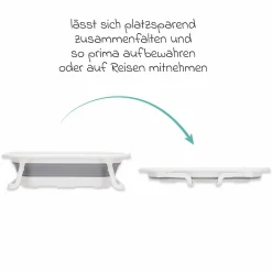 Faltbadewanne Orka mit ausklappbaren Standbeinen, Stöpsel & Antirutschbeschichtung - Grau Weiß
