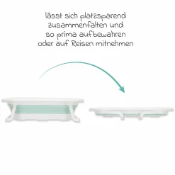 Faltbadewanne Orka mit ausklappbaren Standbeinen, Stöpsel & Antirutschbeschichtung - Salbei Weiß