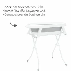 Faltbare Baby-Badewanne mit integriertem Thermometer & Gestell - Grau Weiß