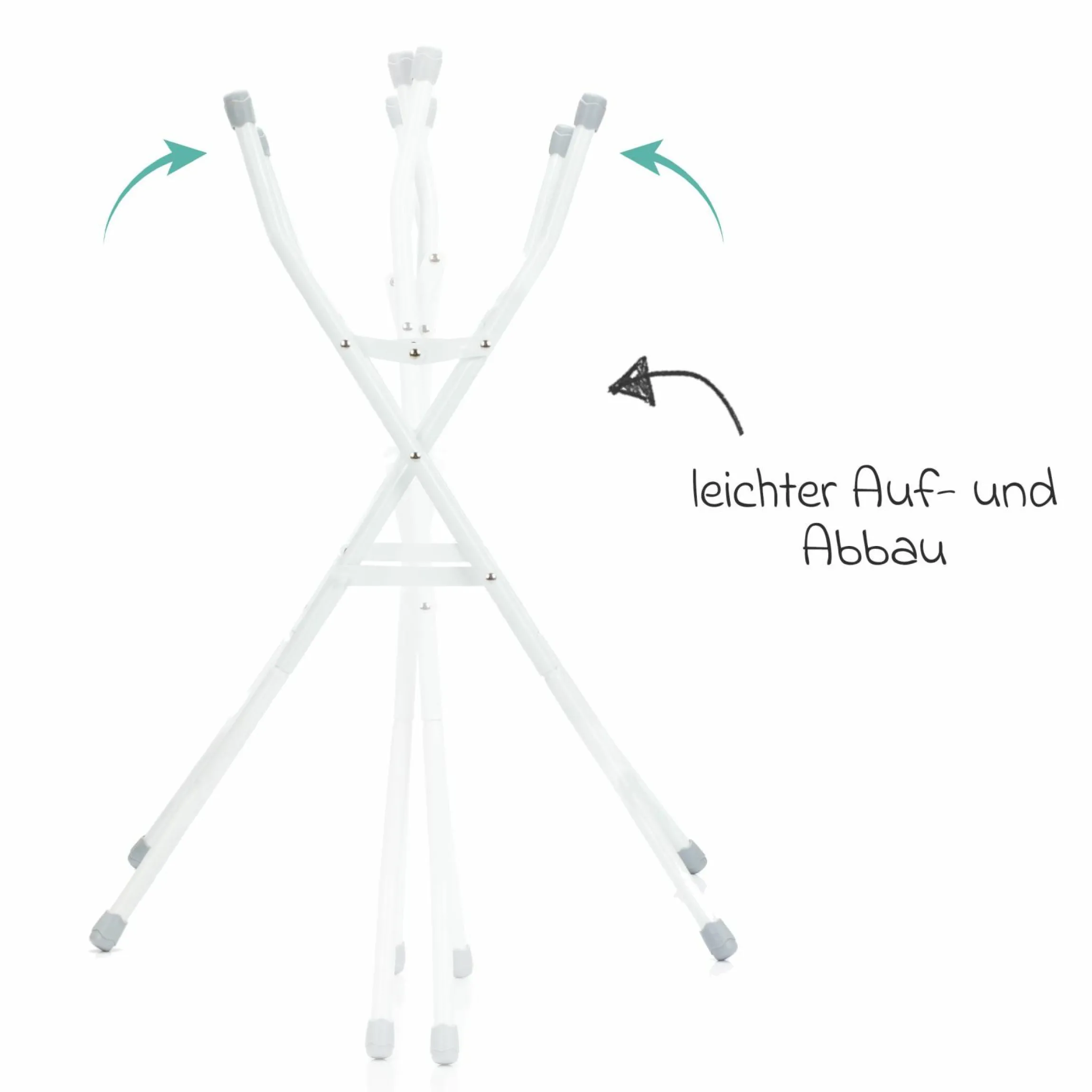 Faltbare Baby-Badewanne mit integriertem Thermometer & Gestell - Grau Weiß