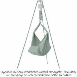 Federwiege Basic ab 5 kg bis 15 kg belastbar mit Bio-Baumwolle inkl. Matratze - Sage Green