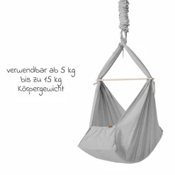 Federwiege Basic ab 5 kg bis 15 kg belastbar mit Bio-Baumwolle inkl. Matratze - Grey