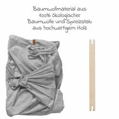 Federwiege Basic ab 5 kg bis 15 kg belastbar mit Bio-Baumwolle inkl. Matratze - Grey
