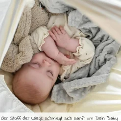 Federwiege Basic ab 5 kg bis 15 kg belastbar mit Bio-Baumwolle inkl. Matratze - Natur
