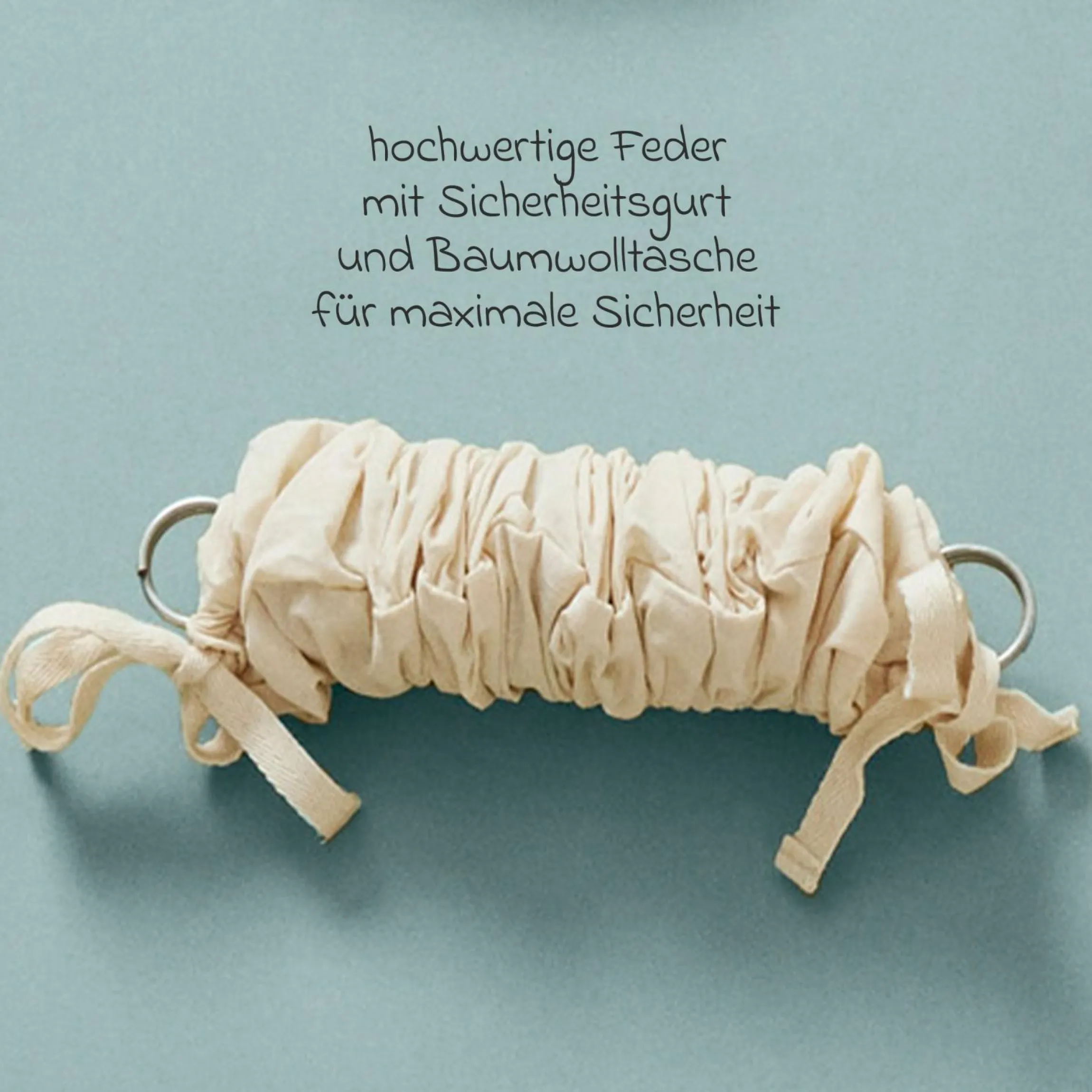 Federwiege Basic ab 5 kg bis 15 kg belastbar mit Bio-Baumwolle inkl. Matratze - Natur