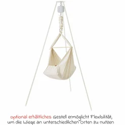 Federwiege Basic ab 5 kg bis 15 kg belastbar mit Bio-Baumwolle inkl. Matratze - Natur
