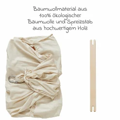 Federwiege Premium ab 5 kg bis 15 kg belastbar mit Bio-Baumwolle inkl. Matratze & Himmel - Nature