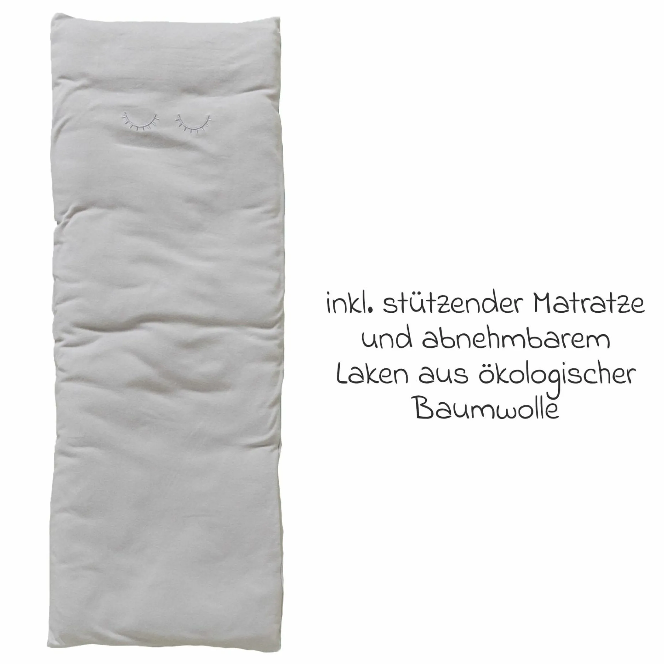 Federwiege Premium ab 5 kg bis 15 kg belastbar mit Bio-Baumwolle inkl. Matratze & Himmel - Grey