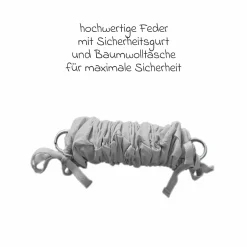 Federwiege Premium ab 5 kg bis 15 kg belastbar mit Bio-Baumwolle inkl. Matratze & Himmel - Grey