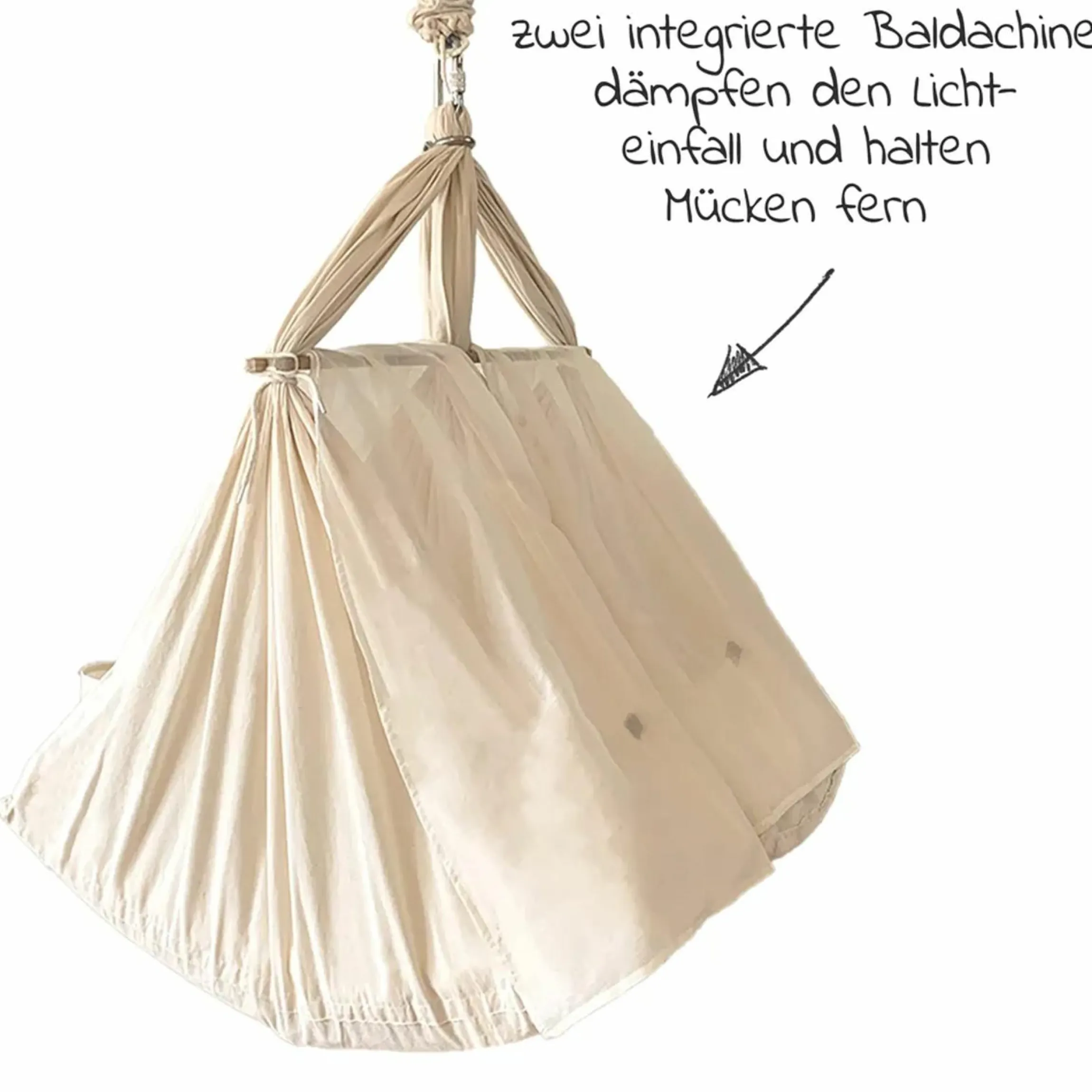 Federwiege Zwillinge Basic ab 5 kg bis 15 kg pro Kind belastbar mit Bio-Baumwolle inkl. Matratze - Natur