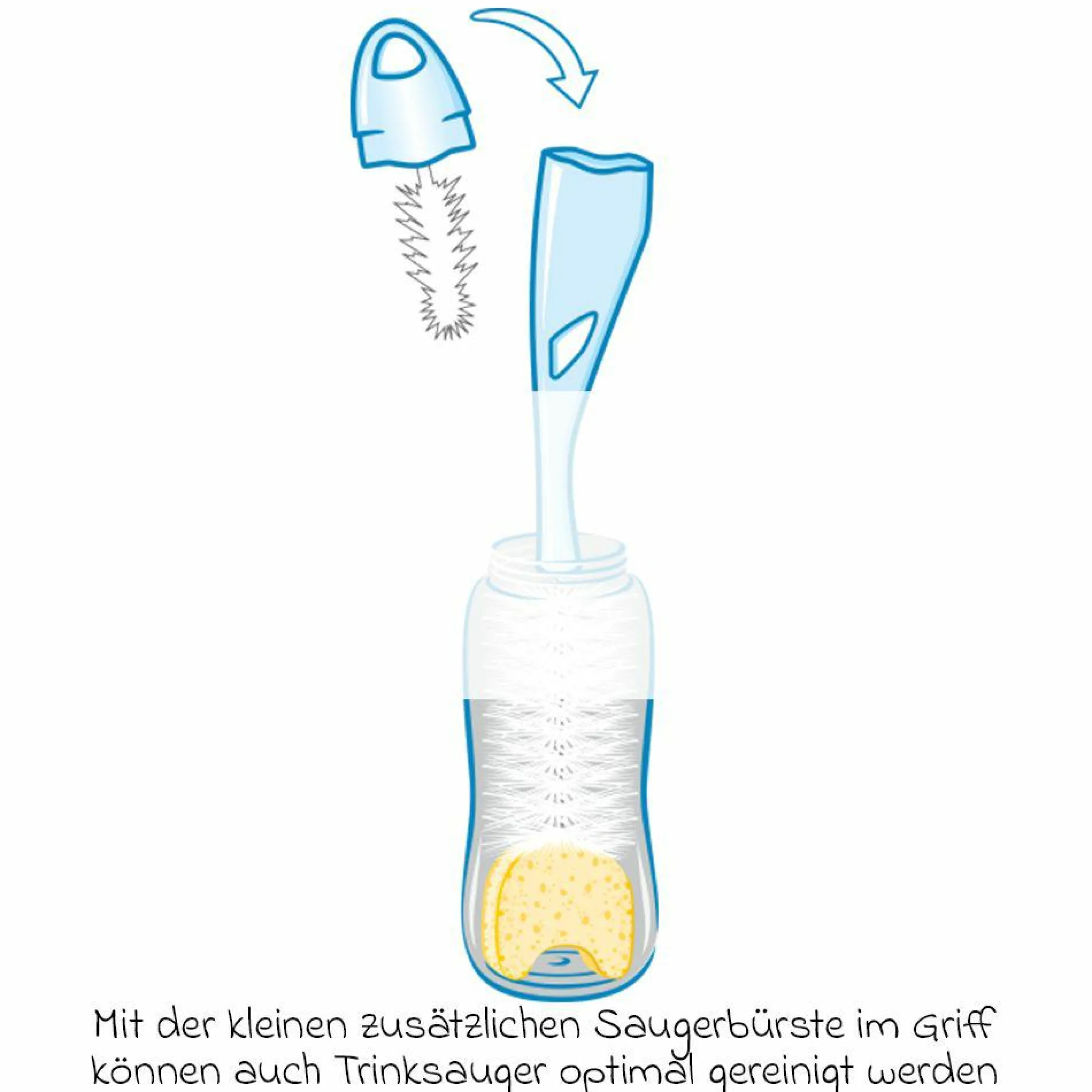 Flaschenbürste 2in1 mit Schwamm & Saugerbürste