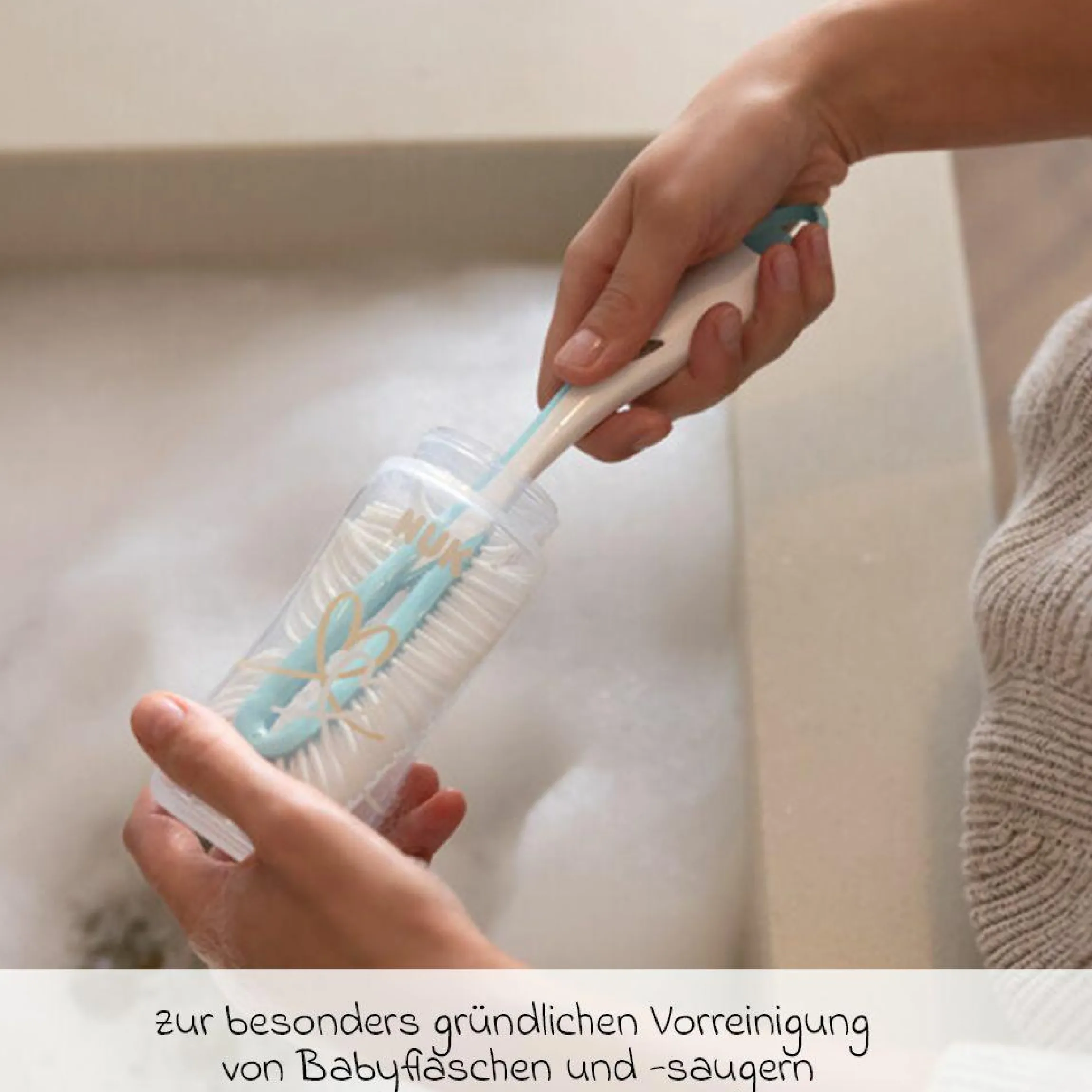 Flaschenbürste Twist 2in1 mit flexiblen Bürstenkopf & Saugerbürste