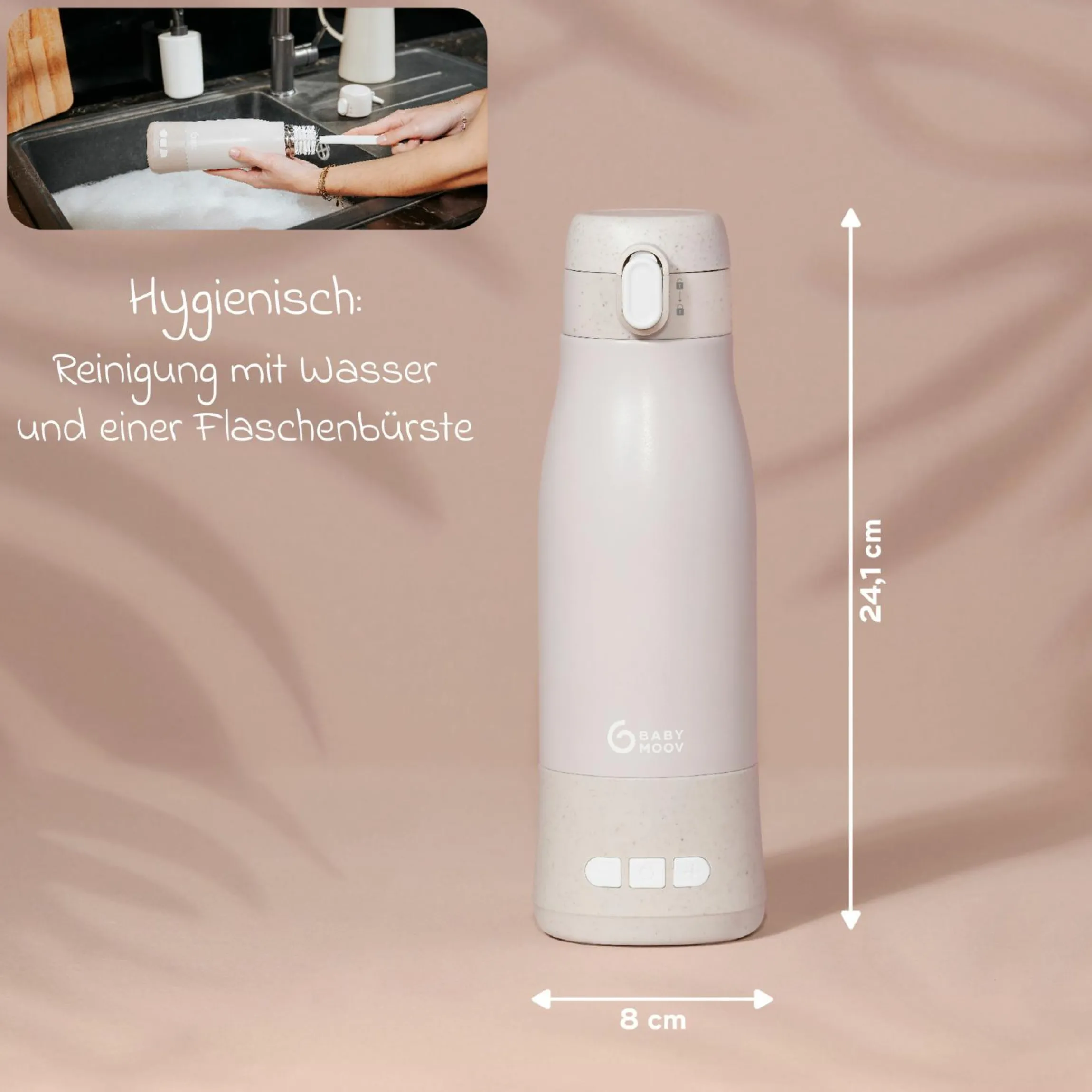 Flaschenwärmer für unterwegs Moov & Feed - Mineral Beige