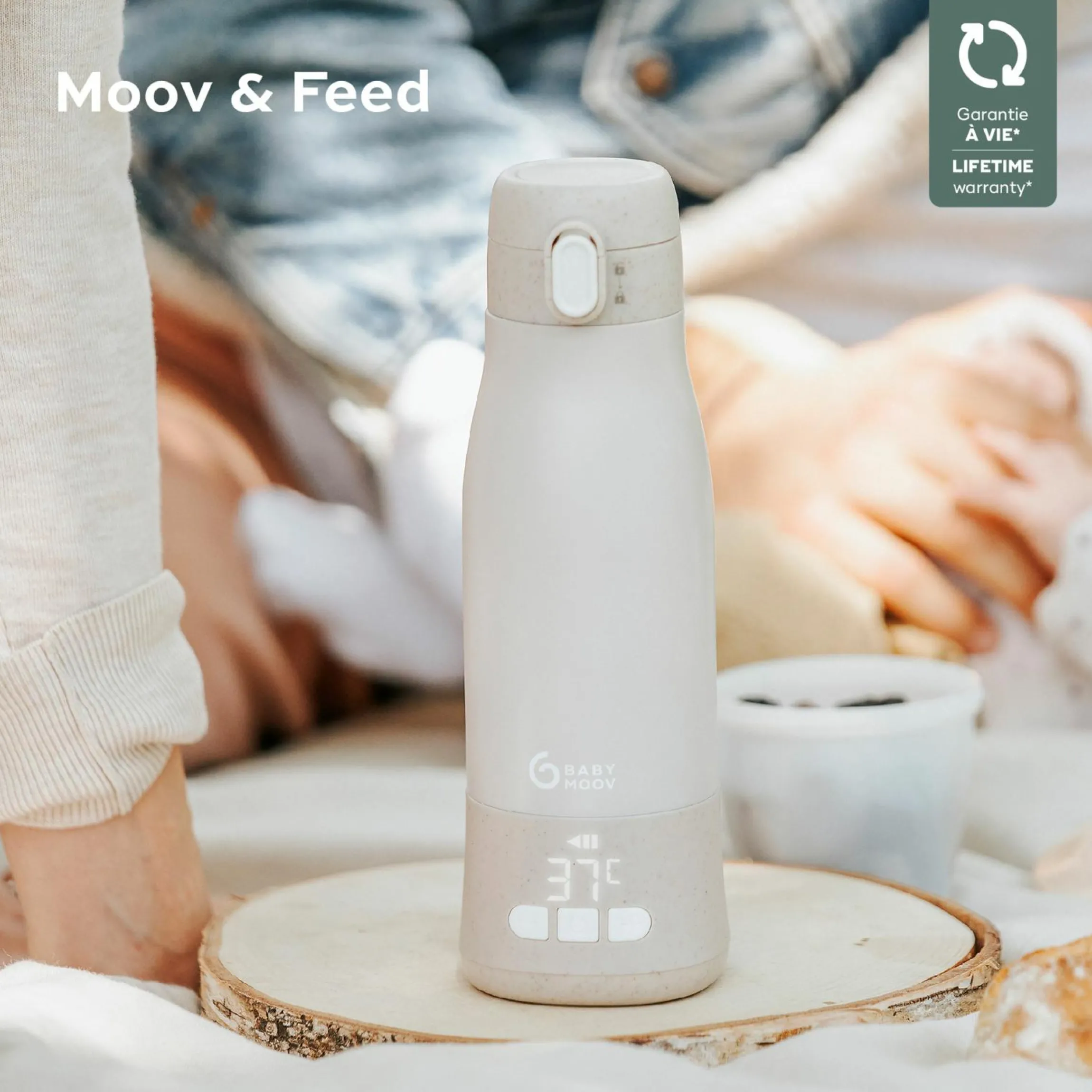 Flaschenwärmer für unterwegs Moov & Feed - Mineral Beige
